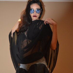 Black Sheer Pull Down Tunic (Free Size)